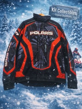 Polaris Snowmobile Racing Jacket - Red/Black with Zip-In Liner (Mint) Vintage